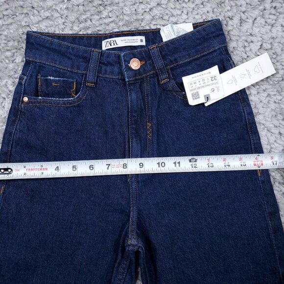 Zara Mom Fit High Rise Slim Ankle Jeans Dark Wash Blue Women's Size US 0 EU 32 - Picture 8 of 10